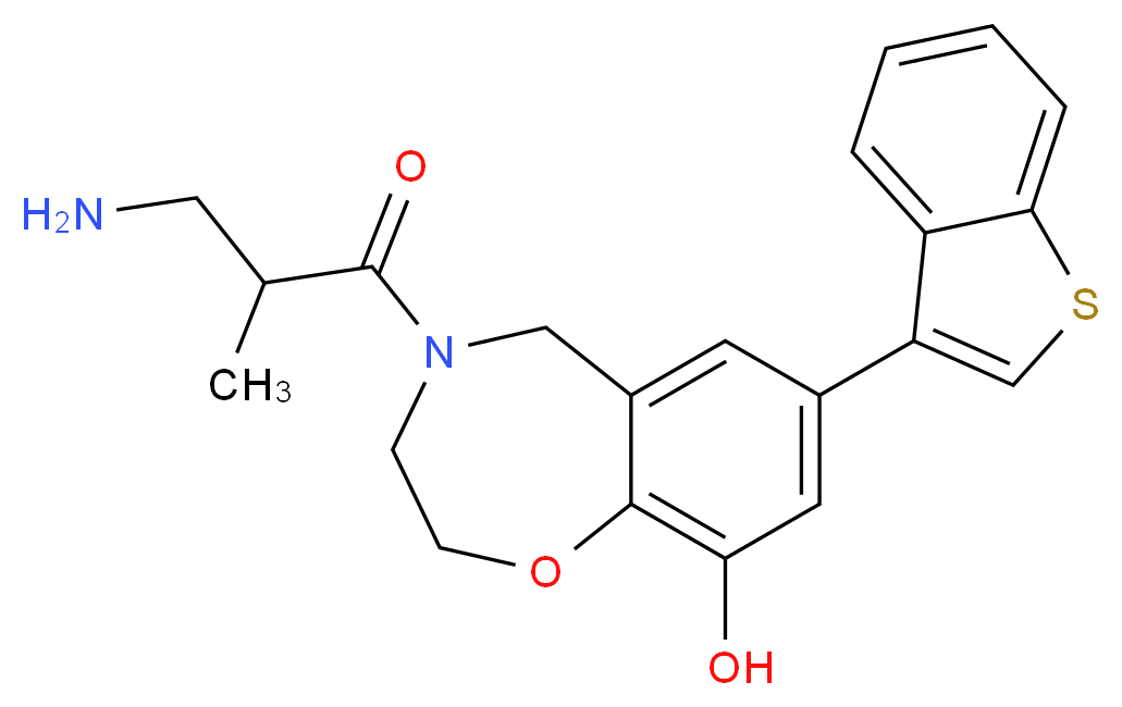 4-(3-amino-2-methylpropanoyl)-7-(1-benzothien-3-yl)-2,3,4,5-tetrahydro-1,4-benzoxazepin-9-ol_Molecular_structure_CAS_)