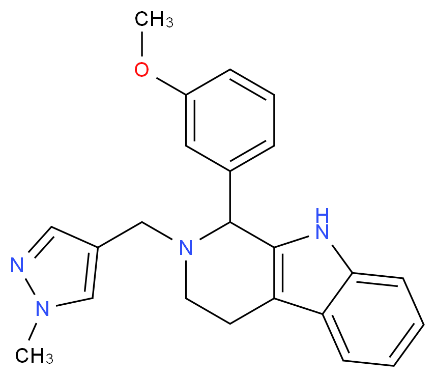 1-(3-methoxyphenyl)-2-[(1-methyl-1H-pyrazol-4-yl)methyl]-2,3,4,9-tetrahydro-1H-beta-carboline_Molecular_structure_CAS_)