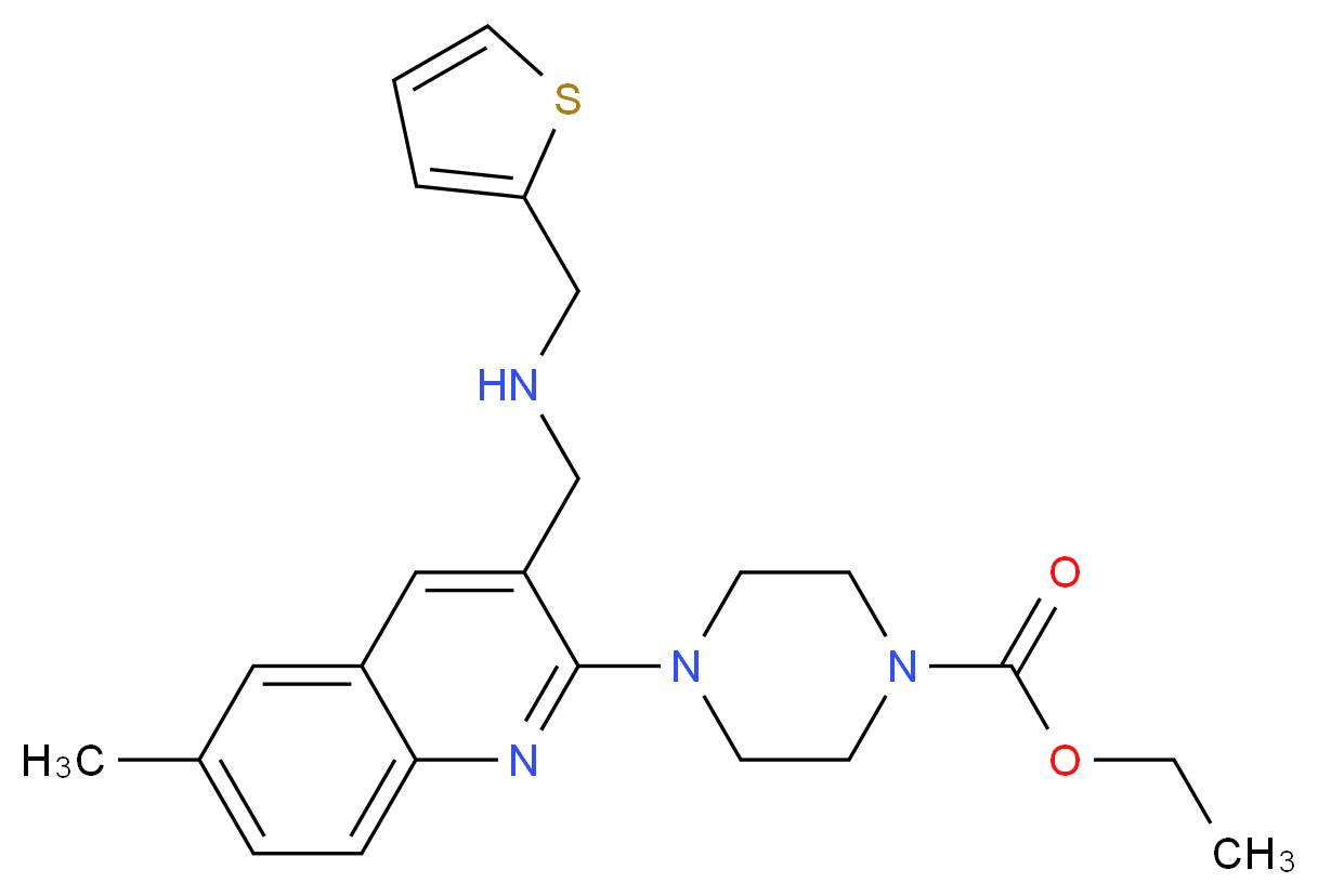 ethyl 4-(6-methyl-3-{[(2-thienylmethyl)amino]methyl}-2-quinolinyl)-1-piperazinecarboxylate_Molecular_structure_CAS_)