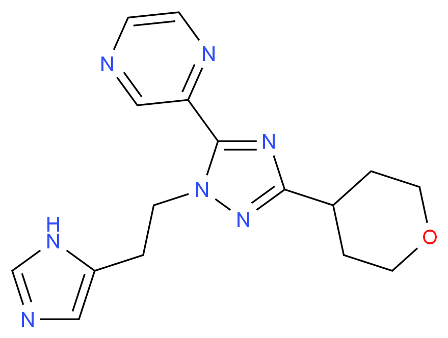 2-[1-[2-(1H-imidazol-5-yl)ethyl]-3-(tetrahydro-2H-pyran-4-yl)-1H-1,2,4-triazol-5-yl]pyrazine_Molecular_structure_CAS_)