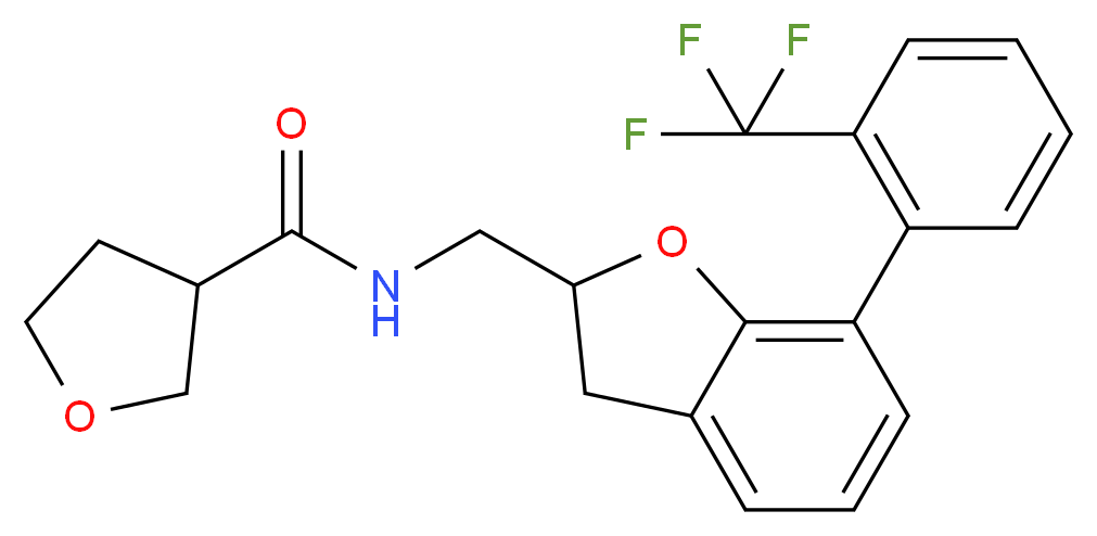 N-({7-[2-(trifluoromethyl)phenyl]-2,3-dihydro-1-benzofuran-2-yl}methyl)tetrahydro-3-furancarboxamide_Molecular_structure_CAS_)