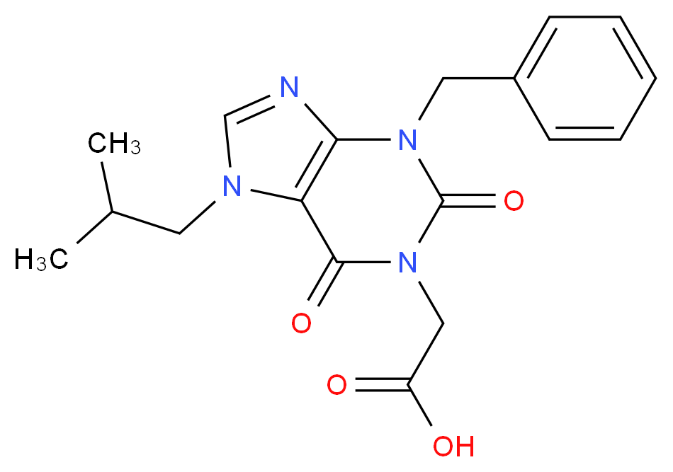 (3-benzyl-7-isobutyl-2,6-dioxo-2,3,6,7-tetrahydro-1H-purin-1-yl)acetic acid_Molecular_structure_CAS_)