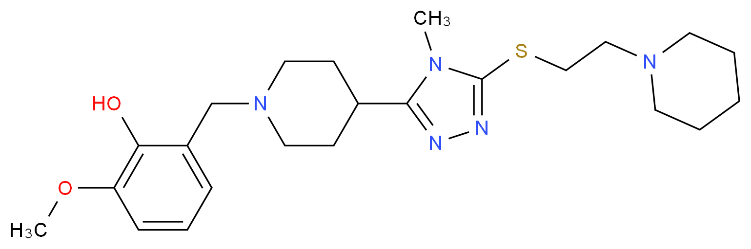 2-methoxy-6-{[4-(4-methyl-5-{[2-(1-piperidinyl)ethyl]thio}-4H-1,2,4-triazol-3-yl)-1-piperidinyl]methyl}phenol_Molecular_structure_CAS_)