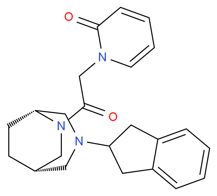 1-{2-[(1S*,5R*)-3-(2,3-dihydro-1H-inden-2-yl)-3,6-diazabicyclo[3.2.2]non-6-yl]-2-oxoethyl}pyridin-2(1H)-one_Molecular_structure_CAS_)