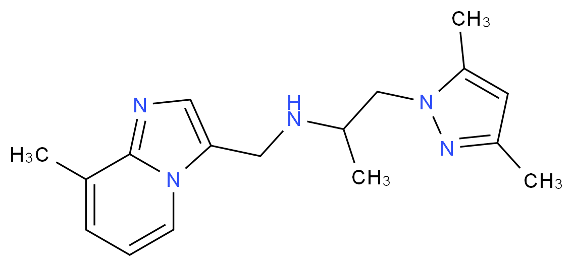 1-(3,5-dimethyl-1H-pyrazol-1-yl)-N-[(8-methylimidazo[1,2-a]pyridin-3-yl)methyl]propan-2-amine_Molecular_structure_CAS_)