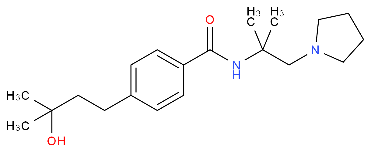 N-[1,1-dimethyl-2-(1-pyrrolidinyl)ethyl]-4-(3-hydroxy-3-methylbutyl)benzamide_Molecular_structure_CAS_)