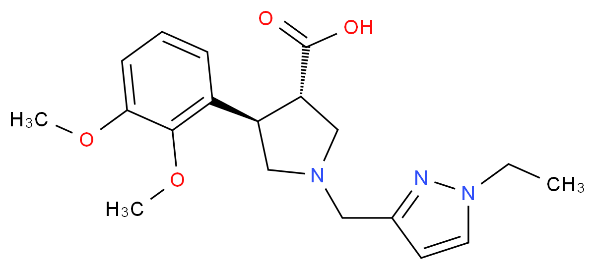 (3S*,4R*)-4-(2,3-dimethoxyphenyl)-1-[(1-ethyl-1H-pyrazol-3-yl)methyl]pyrrolidine-3-carboxylic acid_Molecular_structure_CAS_)