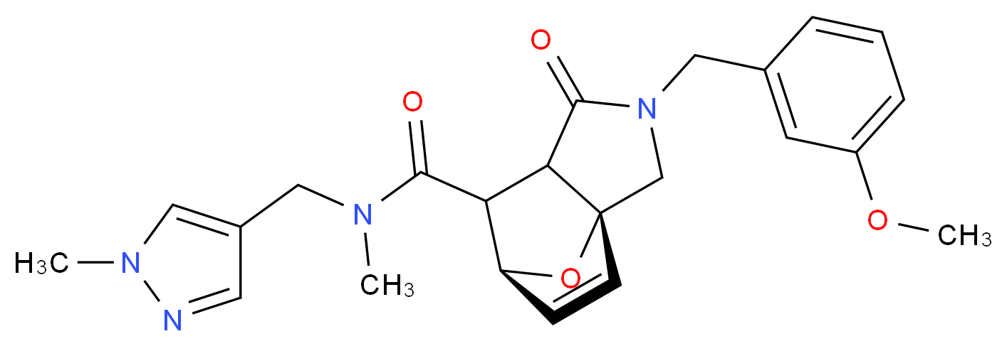 (3aR*,6S*)-2-(3-methoxybenzyl)-N-methyl-N-[(1-methyl-1H-pyrazol-4-yl)methyl]-1-oxo-1,2,3,6,7,7a-hexahydro-3a,6-epoxyisoindole-7-carboxamide_Molecular_structure_CAS_)