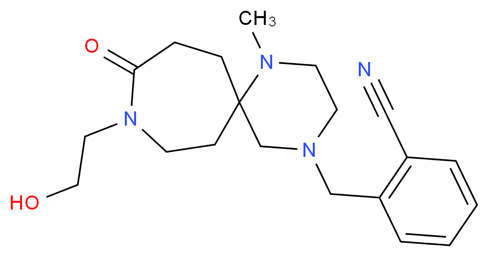 2-{[9-(2-hydroxyethyl)-1-methyl-10-oxo-1,4,9-triazaspiro[5.6]dodec-4-yl]methyl}benzonitrile_Molecular_structure_CAS_)