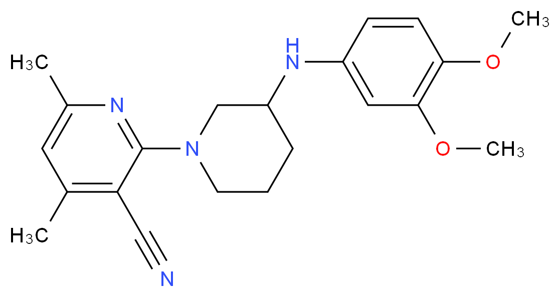 2-{3-[(3,4-dimethoxyphenyl)amino]-1-piperidinyl}-4,6-dimethylnicotinonitrile_Molecular_structure_CAS_)