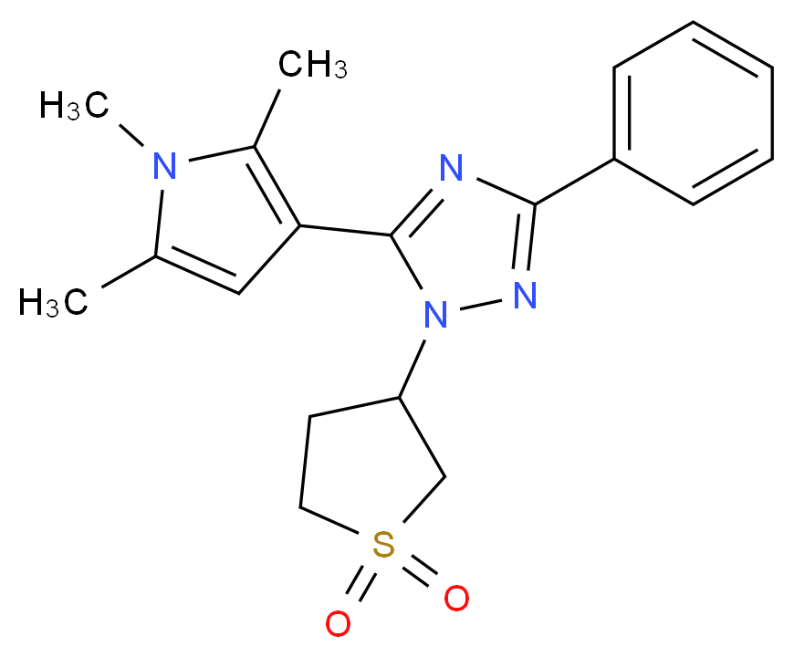 1-(1,1-dioxidotetrahydro-3-thienyl)-3-phenyl-5-(1,2,5-trimethyl-1H-pyrrol-3-yl)-1H-1,2,4-triazole_Molecular_structure_CAS_)