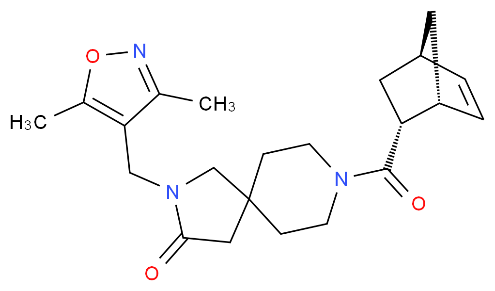 8-[(1R*,2R*,4R*)-bicyclo[2.2.1]hept-5-en-2-ylcarbonyl]-2-[(3,5-dimethyl-4-isoxazolyl)methyl]-2,8-diazaspiro[4.5]decan-3-one_Molecular_structure_CAS_)