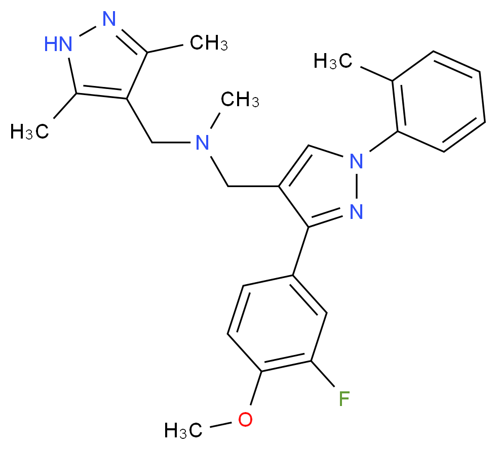 1-(3,5-dimethyl-1H-pyrazol-4-yl)-N-{[3-(3-fluoro-4-methoxyphenyl)-1-(2-methylphenyl)-1H-pyrazol-4-yl]methyl}-N-methylmethanamine_Molecular_structure_CAS_)