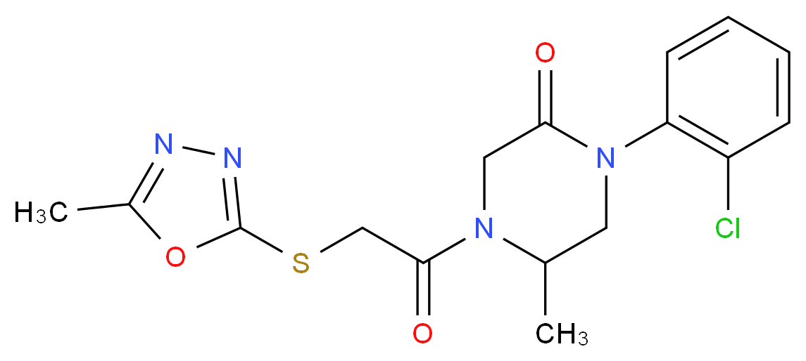 1-(2-chlorophenyl)-5-methyl-4-{[(5-methyl-1,3,4-oxadiazol-2-yl)thio]acetyl}-2-piperazinone_Molecular_structure_CAS_)