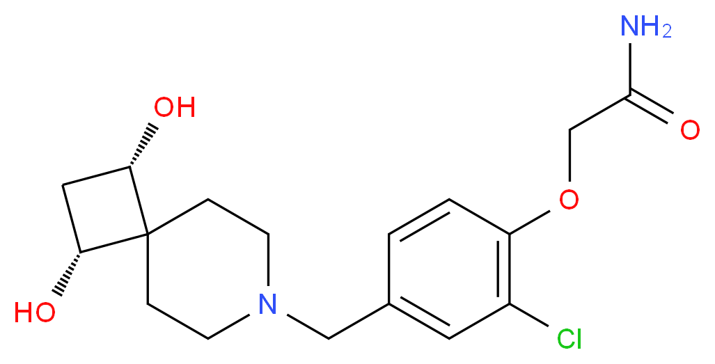2-(2-chloro-4-{[(1R*,3S*)-1,3-dihydroxy-7-azaspiro[3.5]non-7-yl]methyl}phenoxy)acetamide_Molecular_structure_CAS_)