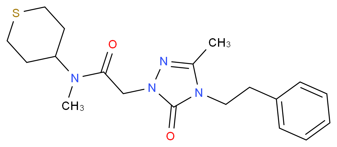 N-methyl-2-[3-methyl-5-oxo-4-(2-phenylethyl)-4,5-dihydro-1H-1,2,4-triazol-1-yl]-N-(tetrahydro-2H-thiopyran-4-yl)acetamide_Molecular_structure_CAS_)