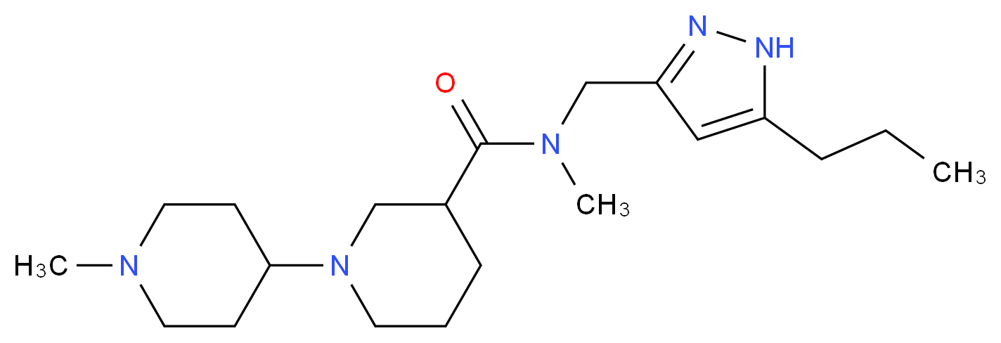 N,1'-dimethyl-N-[(5-propyl-1H-pyrazol-3-yl)methyl]-1,4'-bipiperidine-3-carboxamide_Molecular_structure_CAS_)