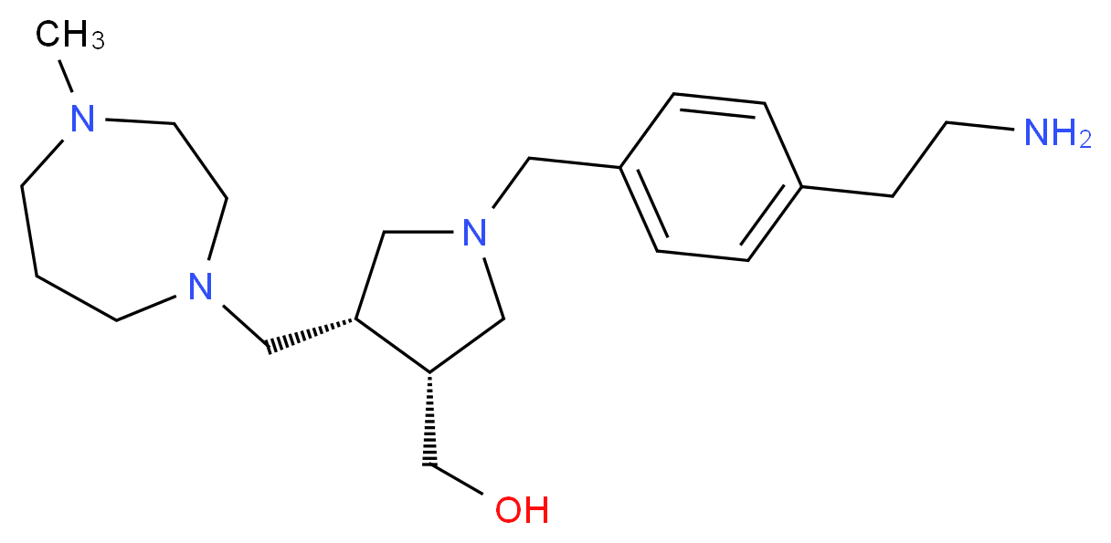 {(3R*,4S*)-1-[4-(2-aminoethyl)benzyl]-4-[(4-methyl-1,4-diazepan-1-yl)methyl]pyrrolidin-3-yl}methanol_Molecular_structure_CAS_)