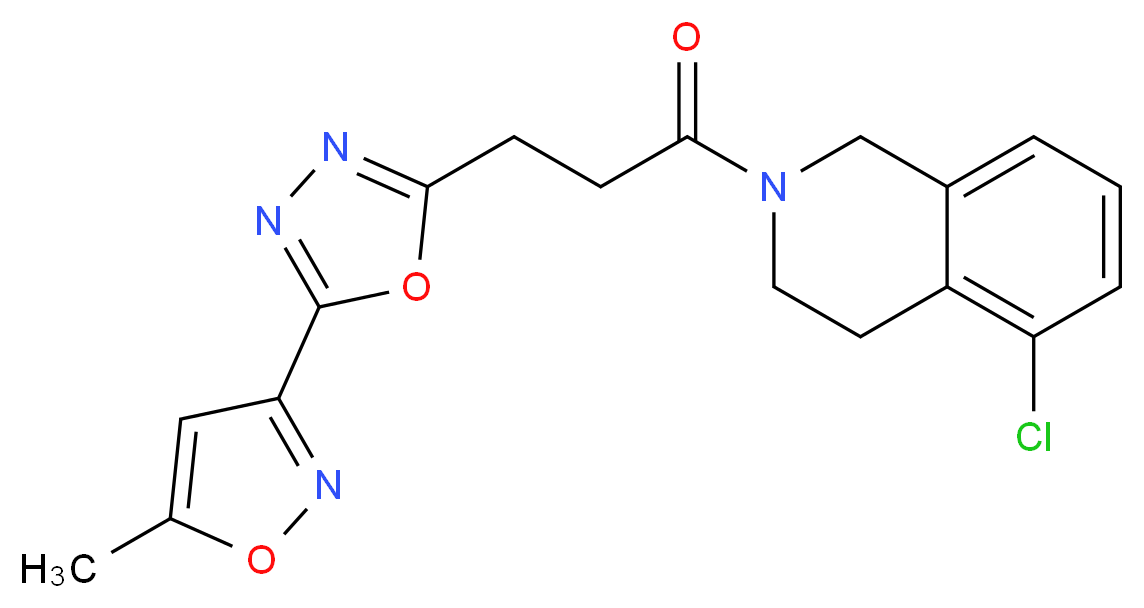 5-chloro-2-{3-[5-(5-methyl-3-isoxazolyl)-1,3,4-oxadiazol-2-yl]propanoyl}-1,2,3,4-tetrahydroisoquinoline_Molecular_structure_CAS_)