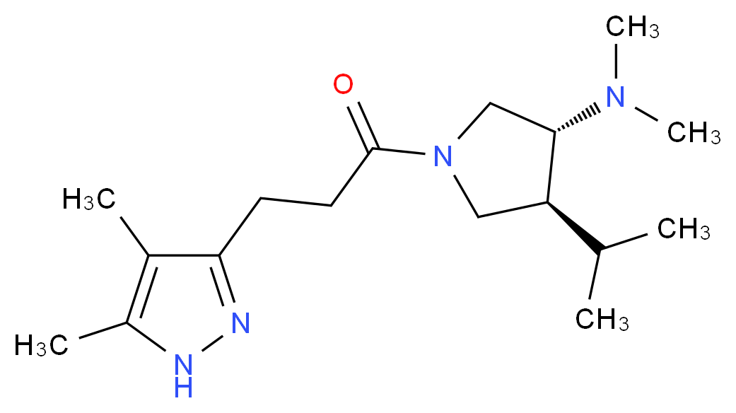 (3R*,4S*)-1-[3-(4,5-dimethyl-1H-pyrazol-3-yl)propanoyl]-4-isopropyl-N,N-dimethyl-3-pyrrolidinamine_Molecular_structure_CAS_)