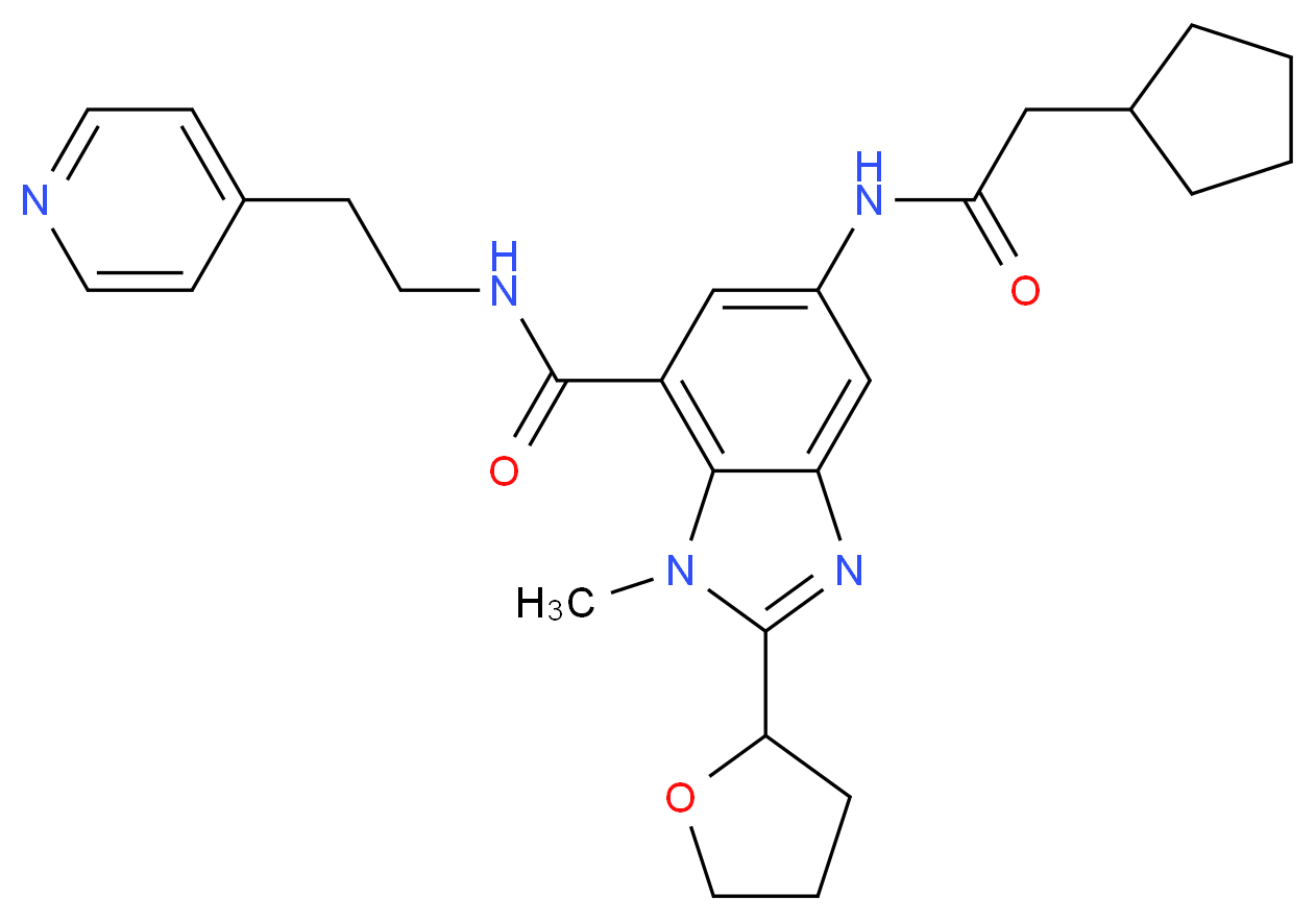 5-[(cyclopentylacetyl)amino]-1-methyl-N-[2-(4-pyridinyl)ethyl]-2-(tetrahydro-2-furanyl)-1H-benzimidazole-7-carboxamide_Molecular_structure_CAS_)