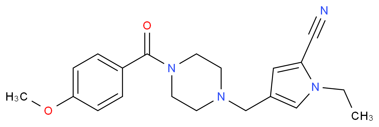 1-ethyl-4-{[4-(4-methoxybenzoyl)-1-piperazinyl]methyl}-1H-pyrrole-2-carbonitrile_Molecular_structure_CAS_)