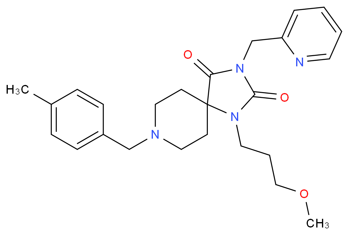 1-(3-methoxypropyl)-8-(4-methylbenzyl)-3-(2-pyridinylmethyl)-1,3,8-triazaspiro[4.5]decane-2,4-dione_Molecular_structure_CAS_)