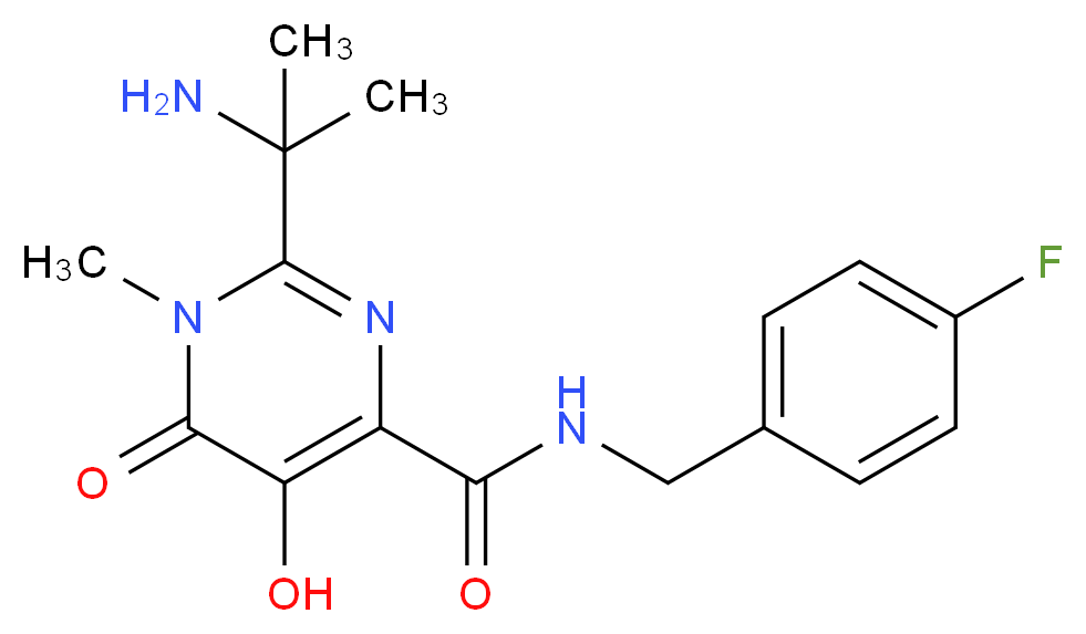 2-(2-Aminopropan-2-yl)-N-(4-fluorobenzyl)-5-hydroxy-1-methyl-6-oxo-1,6-dihydropyrimidine-4-carboxamide_Molecular_structure_CAS_518048-03-8)