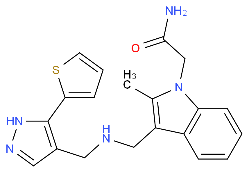 2-{2-methyl-3-[({[5-(2-thienyl)-1H-pyrazol-4-yl]methyl}amino)methyl]-1H-indol-1-yl}acetamide_Molecular_structure_CAS_)