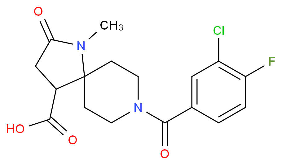 8-(3-chloro-4-fluorobenzoyl)-1-methyl-2-oxo-1,8-diazaspiro[4.5]decane-4-carboxylic acid_Molecular_structure_CAS_)