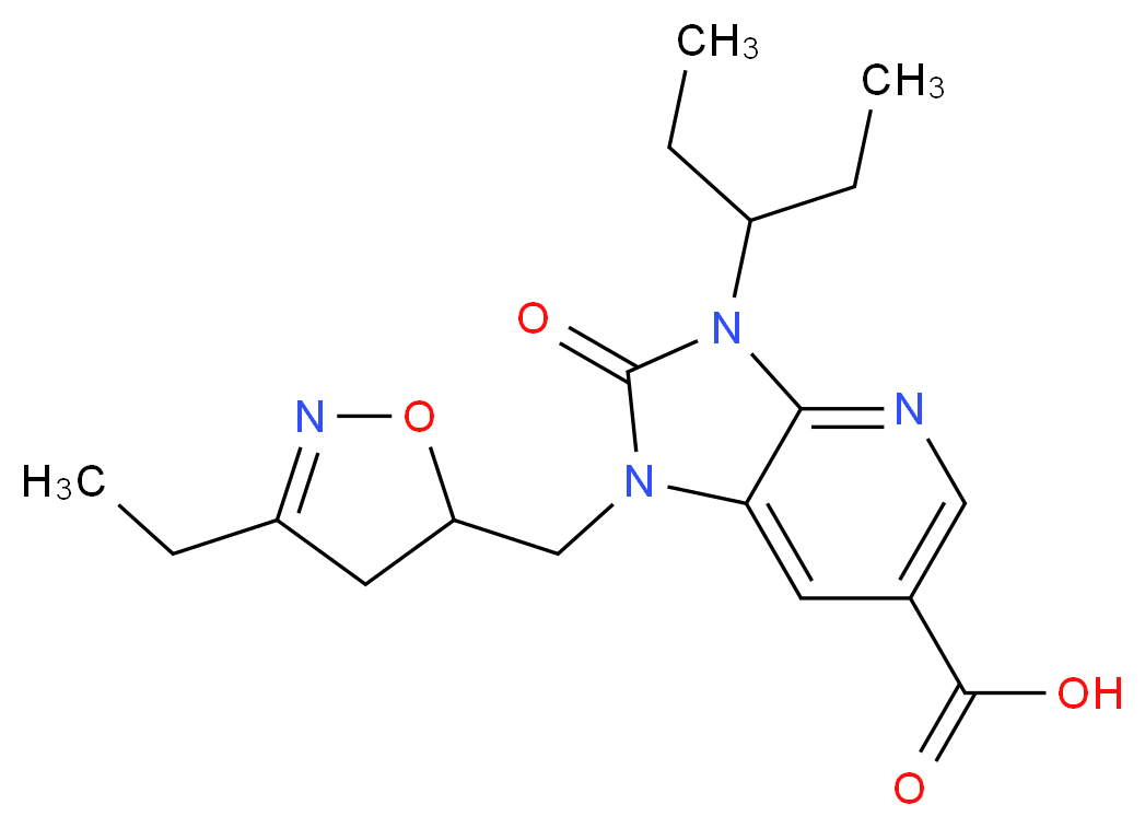1-[(3-ethyl-4,5-dihydroisoxazol-5-yl)methyl]-3-(1-ethylpropyl)-2-oxo-2,3-dihydro-1H-imidazo[4,5-b]pyridine-6-carboxylic acid_Molecular_structure_CAS_)
