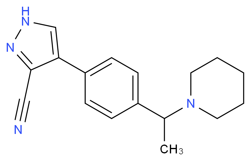 4-[4-(1-piperidin-1-ylethyl)phenyl]-1H-pyrazole-3-carbonitrile_Molecular_structure_CAS_)