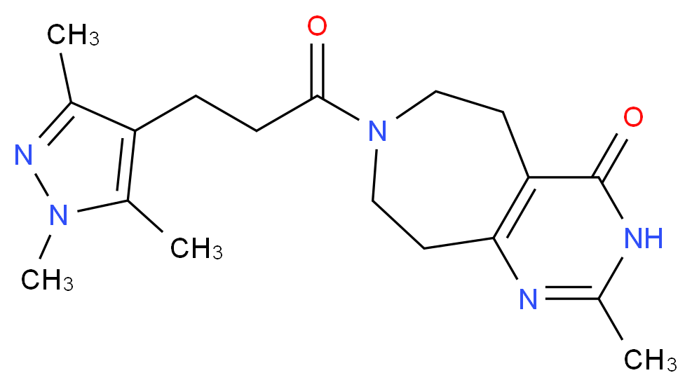2-methyl-7-[3-(1,3,5-trimethyl-1H-pyrazol-4-yl)propanoyl]-3,5,6,7,8,9-hexahydro-4H-pyrimido[4,5-d]azepin-4-one_Molecular_structure_CAS_)
