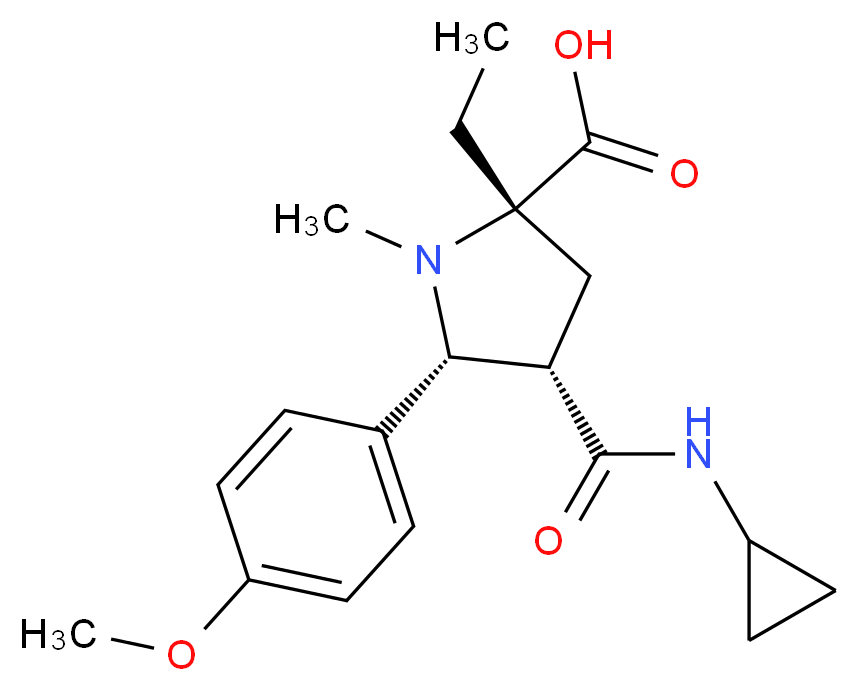 (2S*,4S*,5R*)-4-[(cyclopropylamino)carbonyl]-2-ethyl-5-(4-methoxyphenyl)-1-methylpyrrolidine-2-carboxylic acid_Molecular_structure_CAS_)