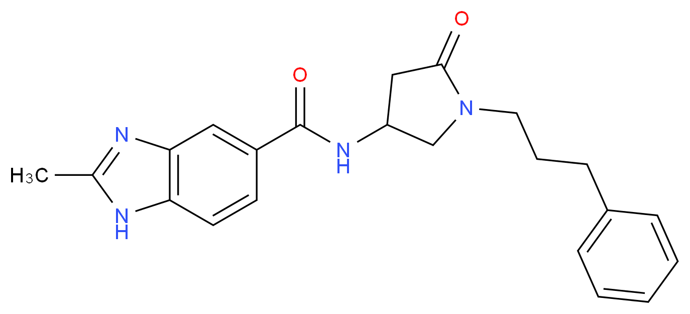 2-methyl-N-[5-oxo-1-(3-phenylpropyl)pyrrolidin-3-yl]-1H-benzimidazole-5-carboxamide_Molecular_structure_CAS_)