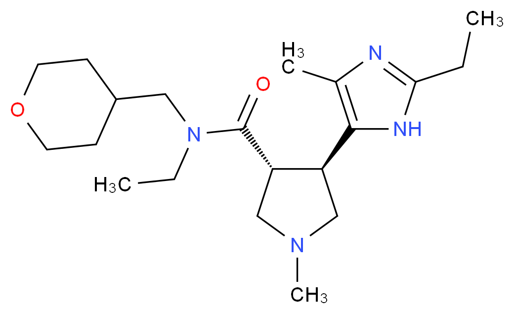(3R*,4R*)-N-ethyl-4-(2-ethyl-4-methyl-1H-imidazol-5-yl)-1-methyl-N-(tetrahydro-2H-pyran-4-ylmethyl)pyrrolidine-3-carboxamide_Molecular_structure_CAS_)