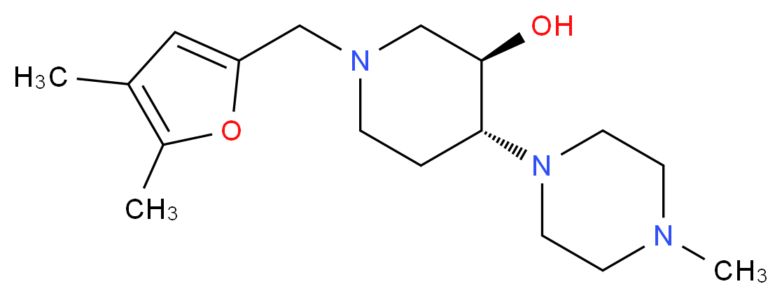 (3R*,4R*)-1-[(4,5-dimethyl-2-furyl)methyl]-4-(4-methyl-1-piperazinyl)-3-piperidinol_Molecular_structure_CAS_)