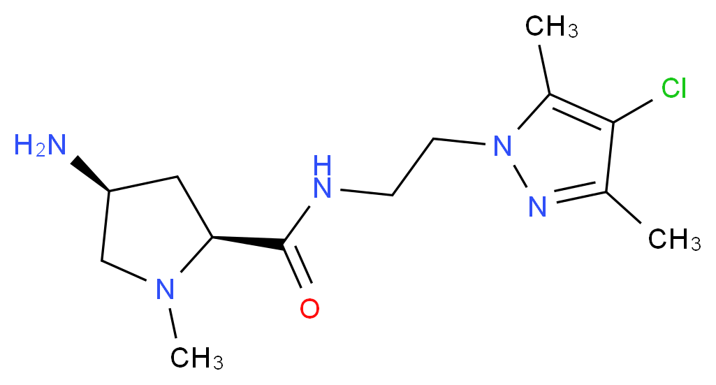 (2S,4S)-4-amino-N-[2-(4-chloro-3,5-dimethyl-1H-pyrazol-1-yl)ethyl]-1-methylpyrrolidine-2-carboxamide_Molecular_structure_CAS_)