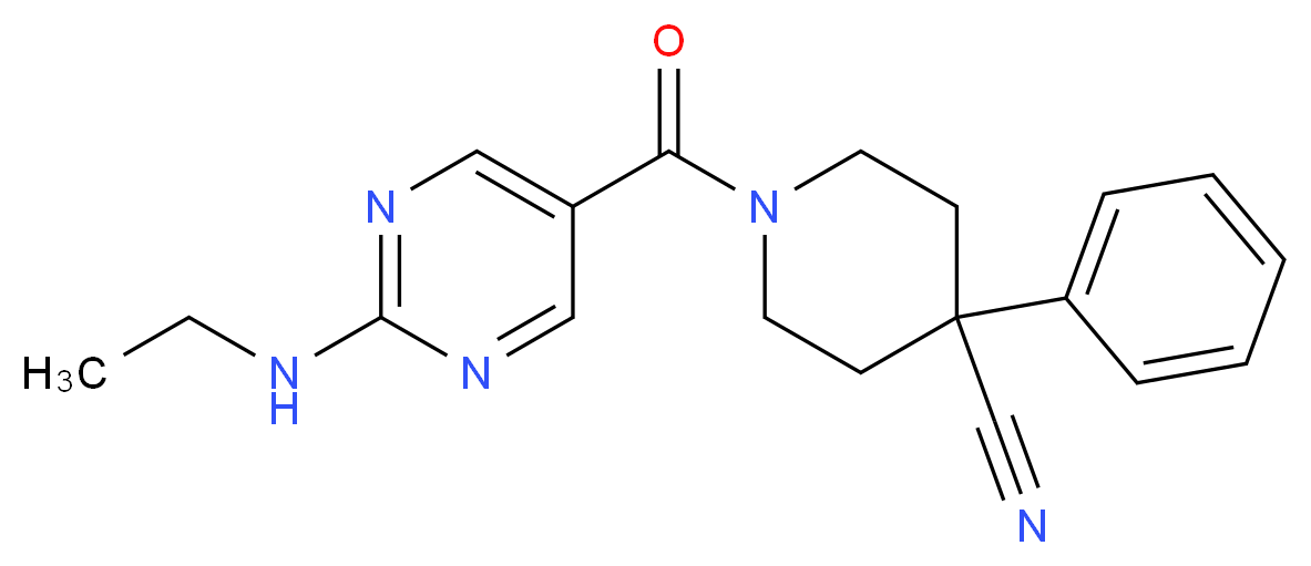 1-{[2-(ethylamino)-5-pyrimidinyl]carbonyl}-4-phenyl-4-piperidinecarbonitrile_Molecular_structure_CAS_)