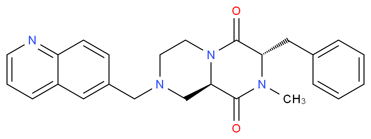 (3S,9aR)-3-benzyl-2-methyl-8-(6-quinolinylmethyl)tetrahydro-2H-pyrazino[1,2-a]pyrazine-1,4(3H,6H)-dione_Molecular_structure_CAS_)