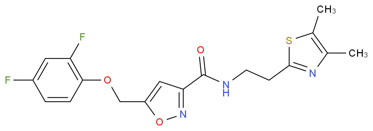 5-[(2,4-difluorophenoxy)methyl]-N-[2-(4,5-dimethyl-1,3-thiazol-2-yl)ethyl]-3-isoxazolecarboxamide_Molecular_structure_CAS_)