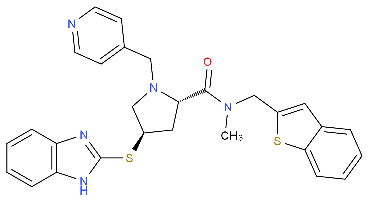 (4R)-4-(1H-benzimidazol-2-ylthio)-N-(1-benzothien-2-ylmethyl)-N-methyl-1-(4-pyridinylmethyl)-L-prolinamide_Molecular_structure_CAS_)