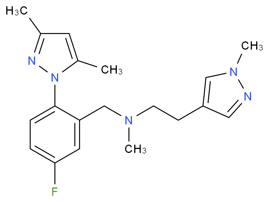 N-[2-(3,5-dimethyl-1H-pyrazol-1-yl)-5-fluorobenzyl]-N-methyl-2-(1-methyl-1H-pyrazol-4-yl)ethanamine_Molecular_structure_CAS_)