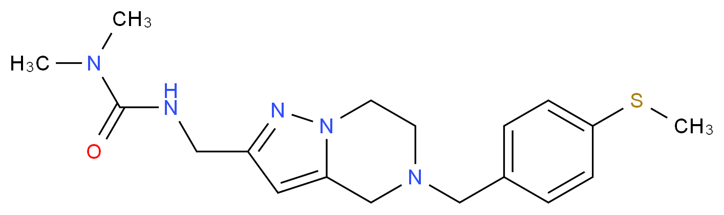 N,N-dimethyl-N'-({5-[4-(methylthio)benzyl]-4,5,6,7-tetrahydropyrazolo[1,5-a]pyrazin-2-yl}methyl)urea_Molecular_structure_CAS_)