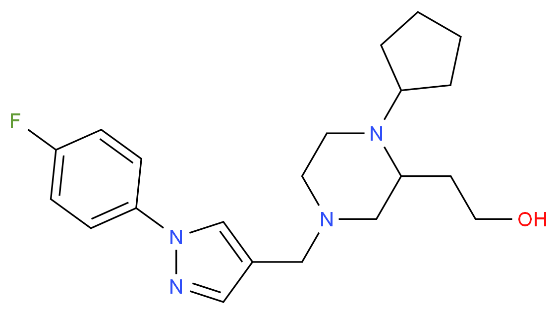 2-(1-cyclopentyl-4-{[1-(4-fluorophenyl)-1H-pyrazol-4-yl]methyl}-2-piperazinyl)ethanol_Molecular_structure_CAS_)