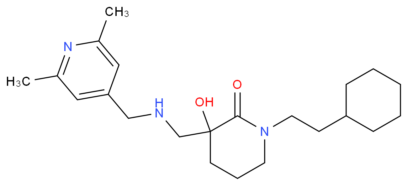 1-(2-cyclohexylethyl)-3-({[(2,6-dimethylpyridin-4-yl)methyl]amino}methyl)-3-hydroxypiperidin-2-one_Molecular_structure_CAS_)
