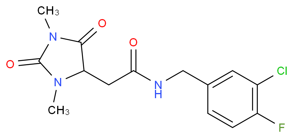 N-(3-chloro-4-fluorobenzyl)-2-(1,3-dimethyl-2,5-dioxo-4-imidazolidinyl)acetamide_Molecular_structure_CAS_)