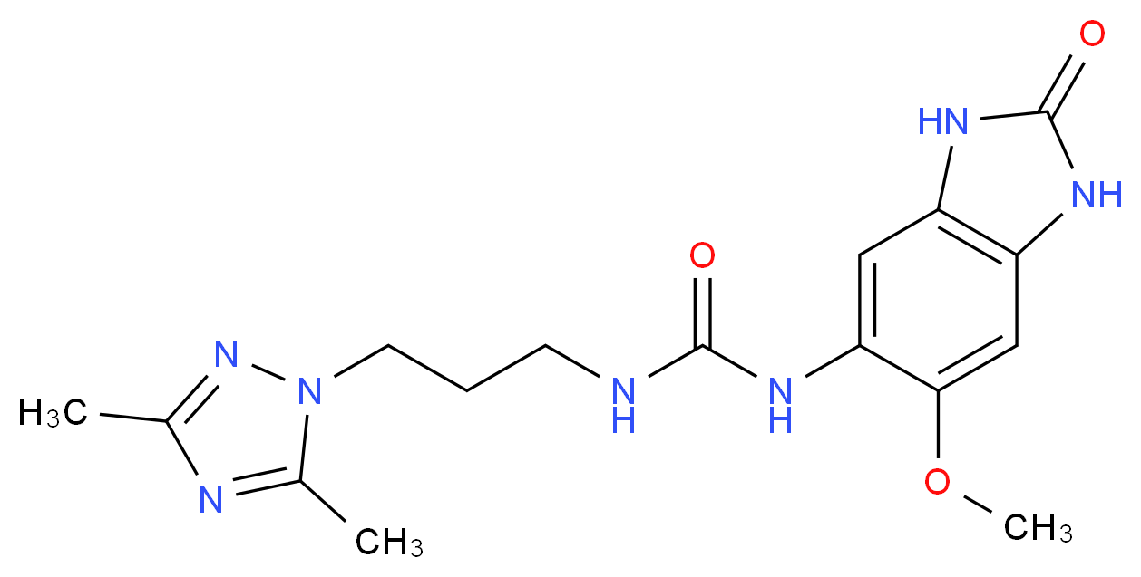 N-[3-(3,5-dimethyl-1H-1,2,4-triazol-1-yl)propyl]-N'-(6-methoxy-2-oxo-2,3-dihydro-1H-benzimidazol-5-yl)urea_Molecular_structure_CAS_)