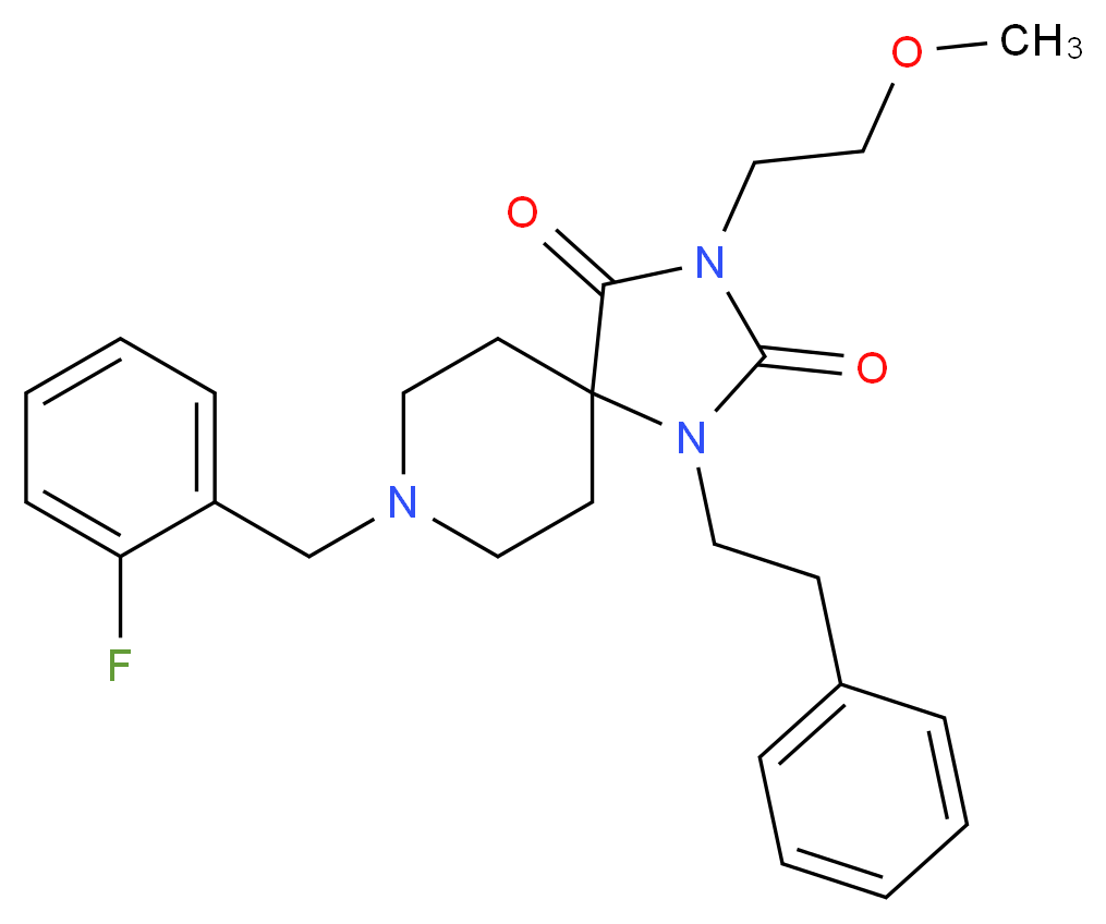 8-(2-fluorobenzyl)-3-(2-methoxyethyl)-1-(2-phenylethyl)-1,3,8-triazaspiro[4.5]decane-2,4-dione_Molecular_structure_CAS_)
