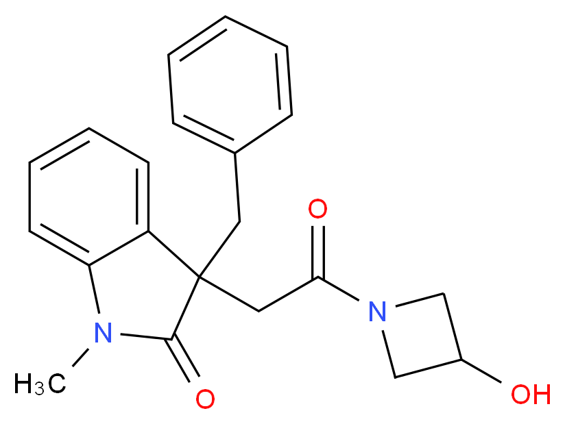 3-benzyl-3-[2-(3-hydroxyazetidin-1-yl)-2-oxoethyl]-1-methyl-1,3-dihydro-2H-indol-2-one_Molecular_structure_CAS_)